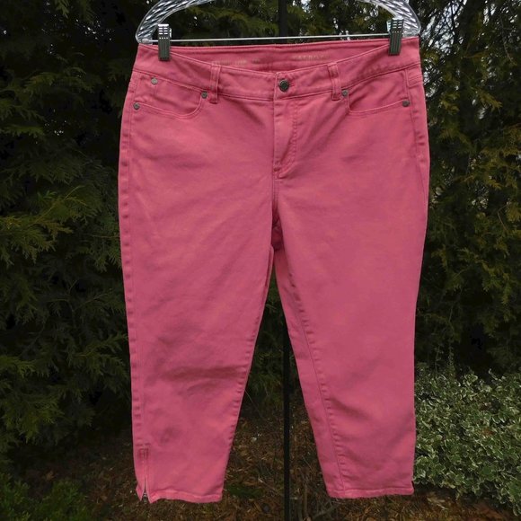 Talbots Petites Pink Signature Crop Denim Jeans with Ankle Zips - Picture 1 of 3